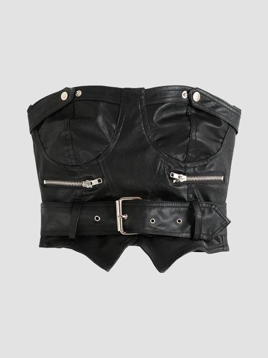 KYLIE Faux Leather Corset Top