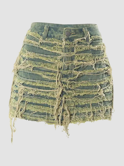 HAYLEY Distressed Mini Skirt